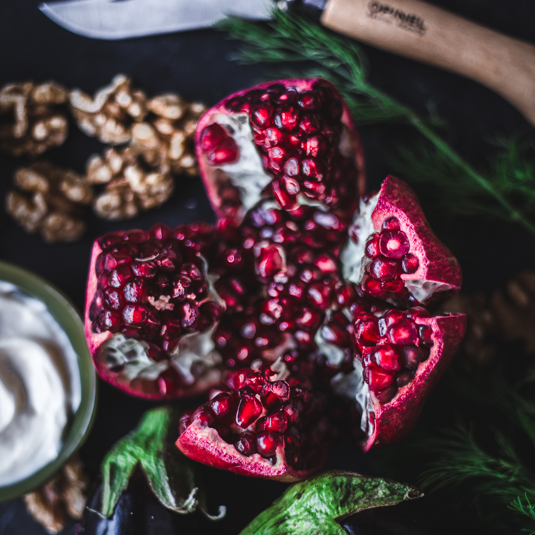 Eggplant Rolls With Walnut & Pomegranate ELXR Juice Lab