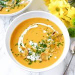Creamy Squash Soup with Crispy Golden Beet Chips- Elxr