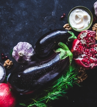 Eggplant Rolls with Walnut & Pomegranate Stuffing